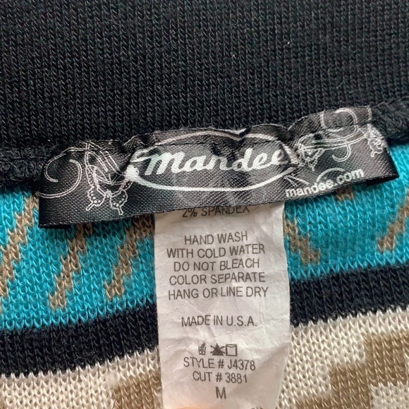 Mandee Boho Aztec Print Knit stretch mini skirt Medium Tiffany blue - Picture 3 of 6